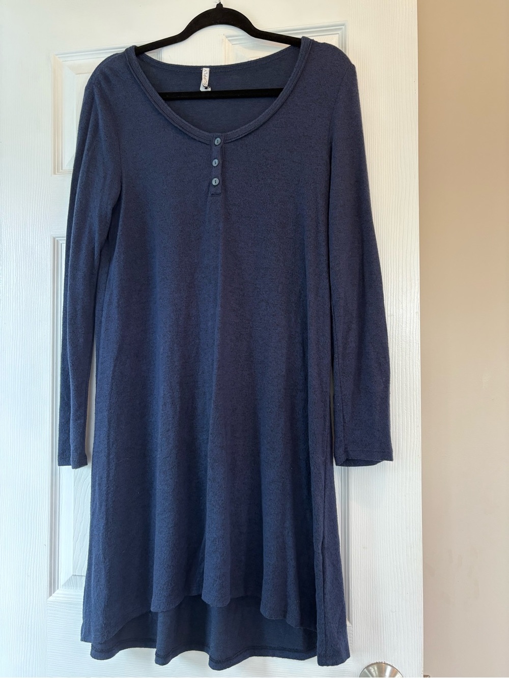 Z Supply Navy Long-Sleeve Henley Swing Dress